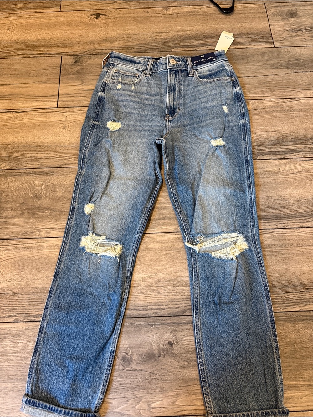 Hollister Women's Straight-Leg Ripped Blue Jeans
